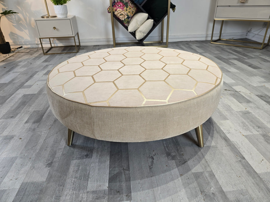 Honeycomb Designer Footstool - Fabric - Natural