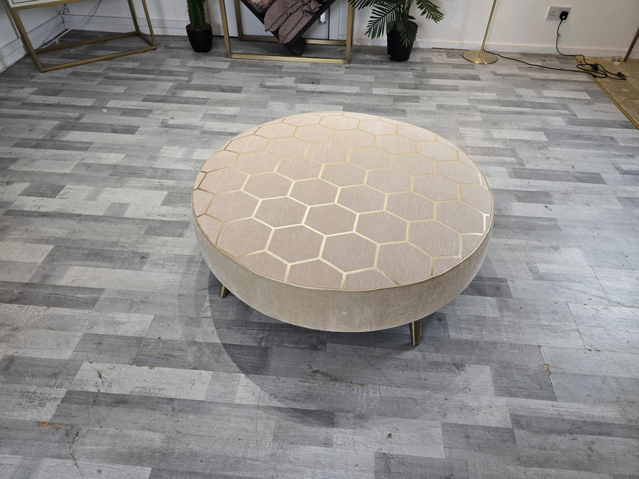 Honeycomb Designer Footstool - Fabric - Natural