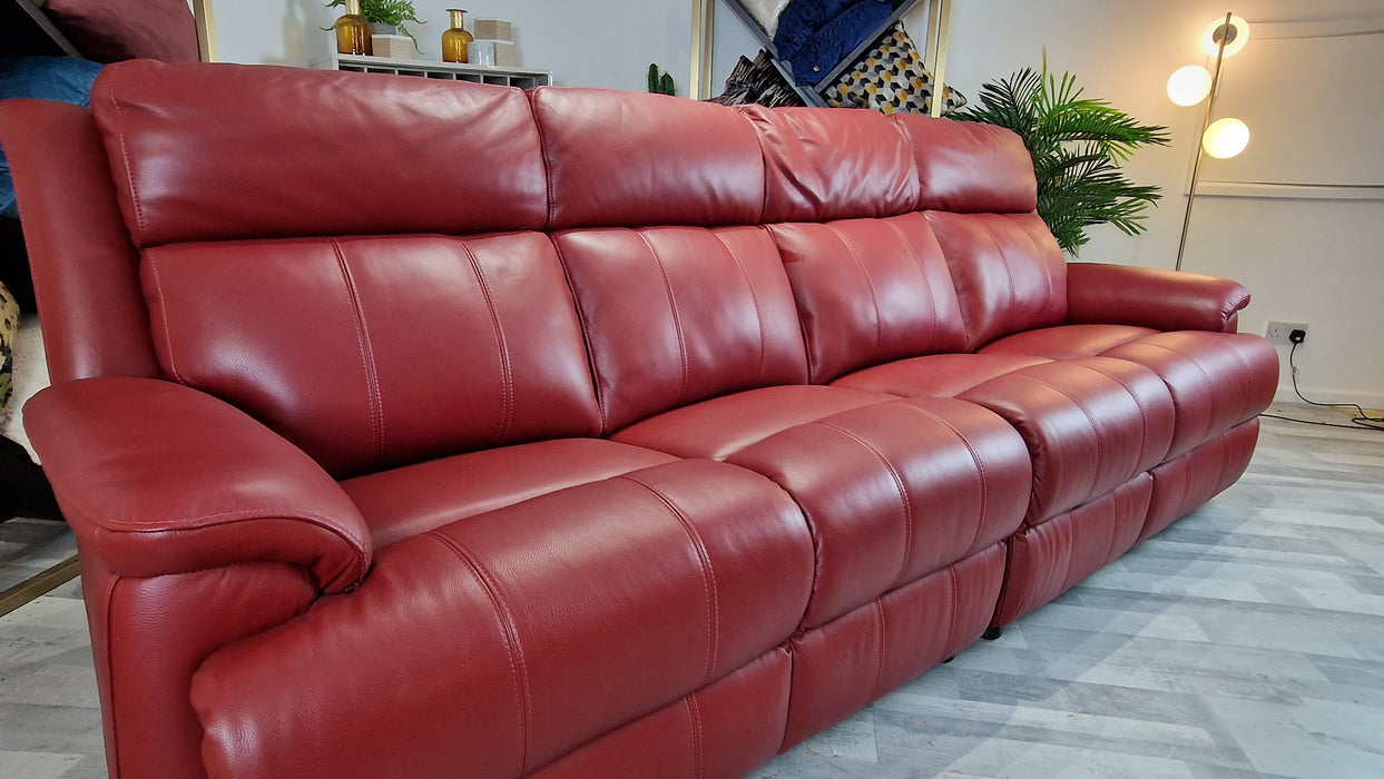 Gracy 4 Seater Split - Leather Sofa - Cranberry