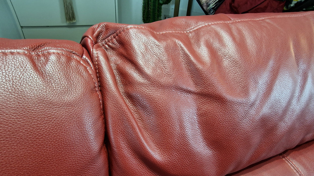 Gracy 4 Seater Split - Leather Sofa - Cranberry