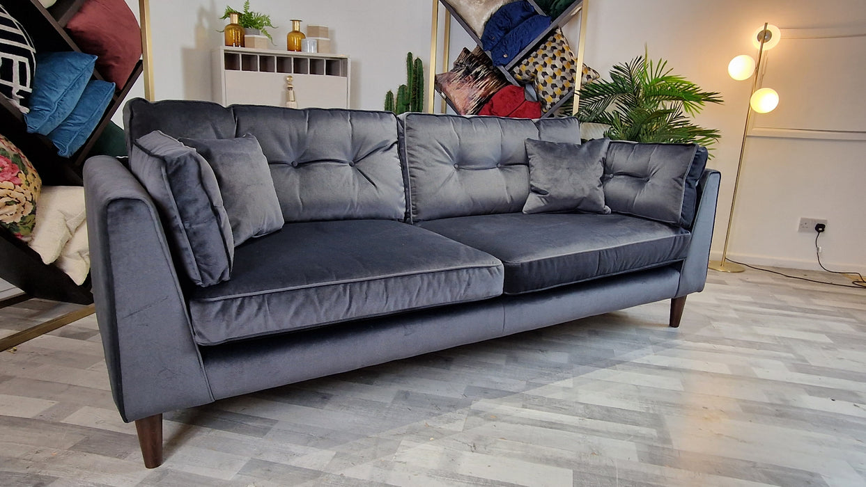 Cricket 4 Seat - Fabric Sofa - Velvet Charcoal All over