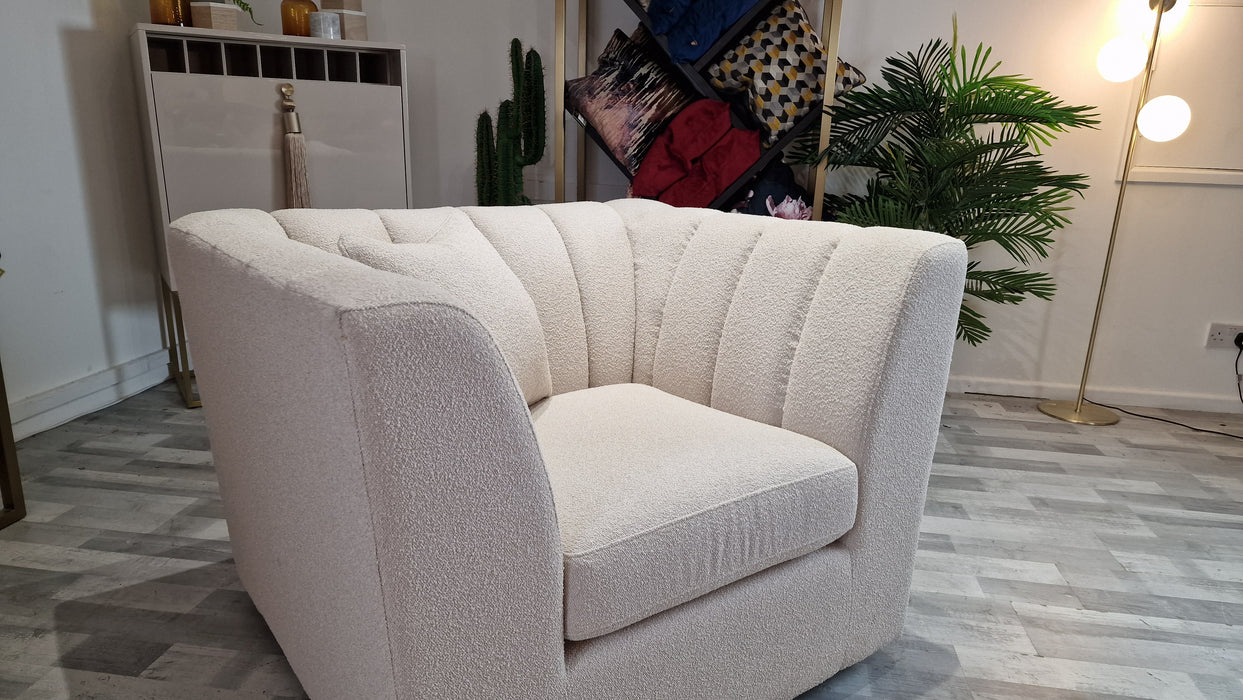 Downtown 1 Seat - Fabric Swivel Chair - Boucle Linen All Over