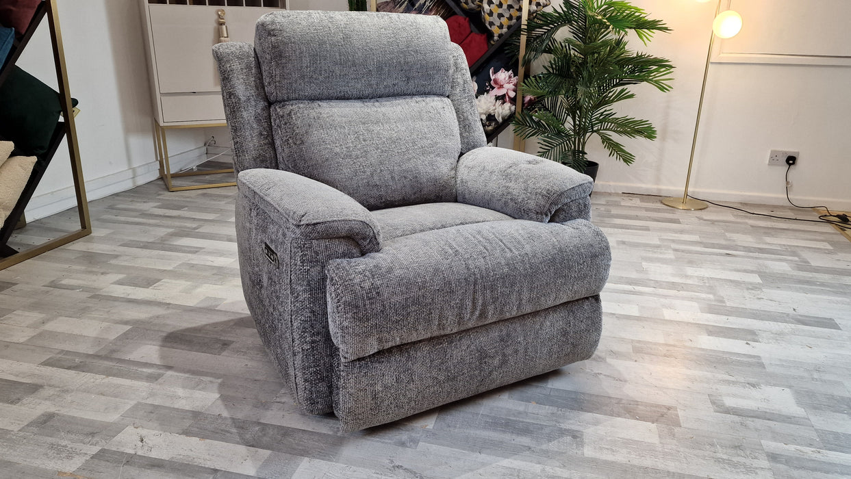 Gracy 1 Seater - Fabric Power Reclining Chair - Hopsack Charcoal