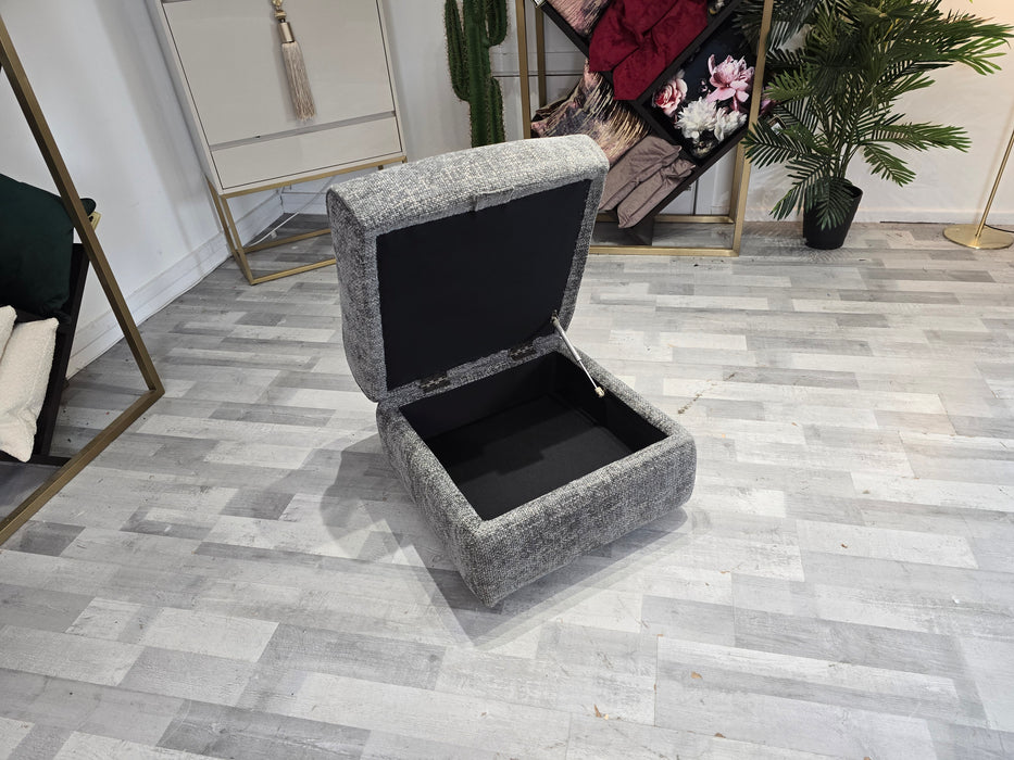 Gracy Fabric Storage Footstool - Hopsack Charcoal
