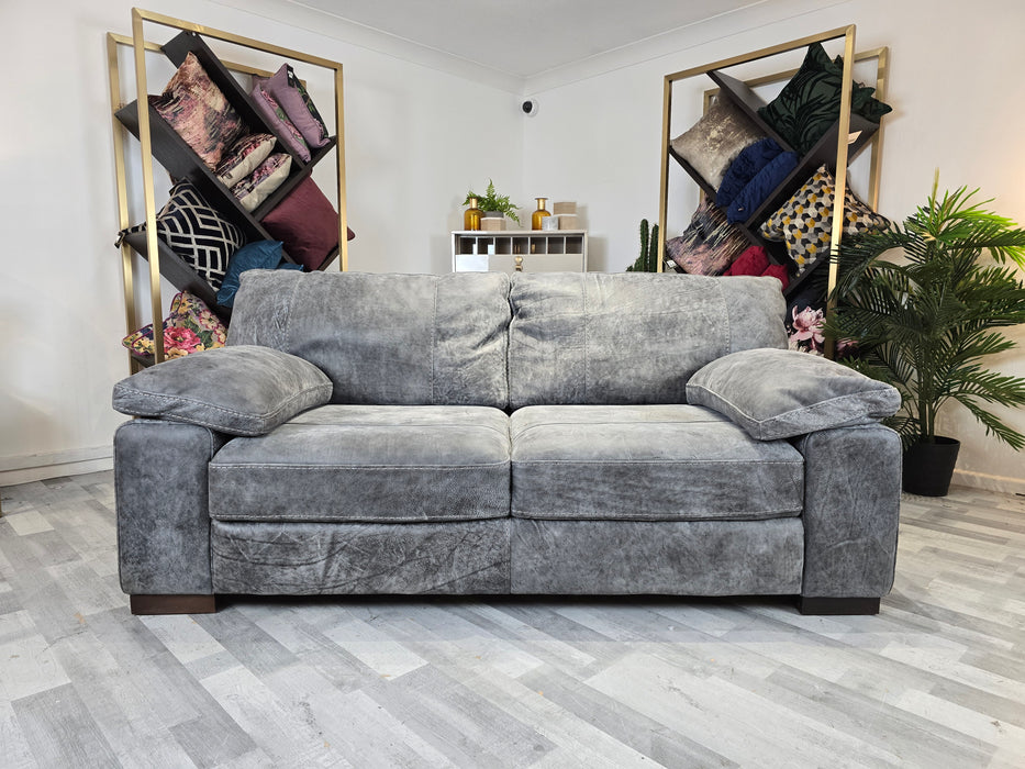 Linara 2 Seat - Leather Sofa - Utah Grey