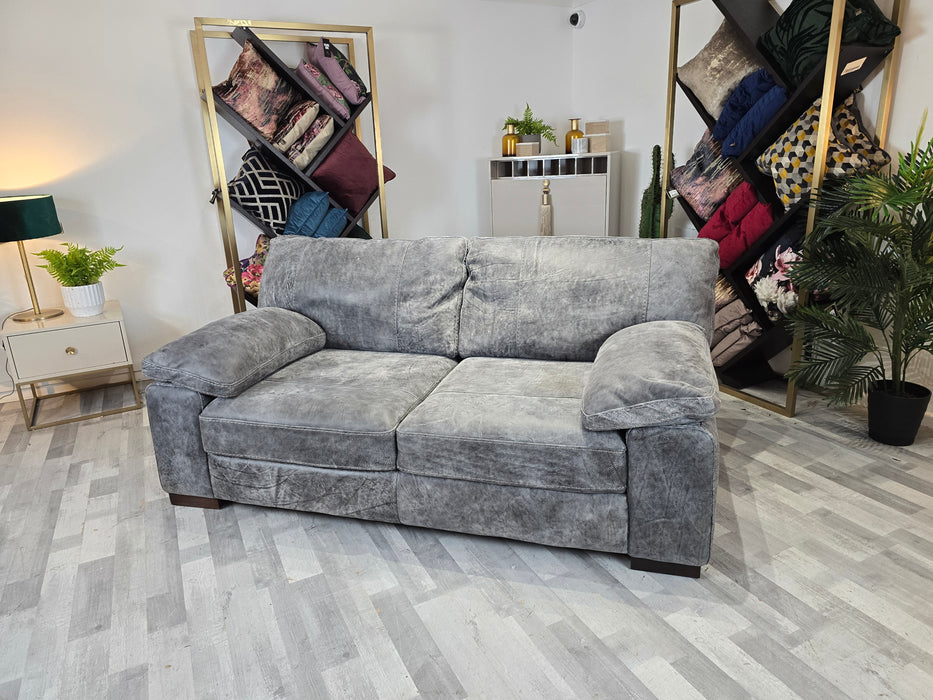 Linara 2 Seat - Leather Sofa - Utah Grey