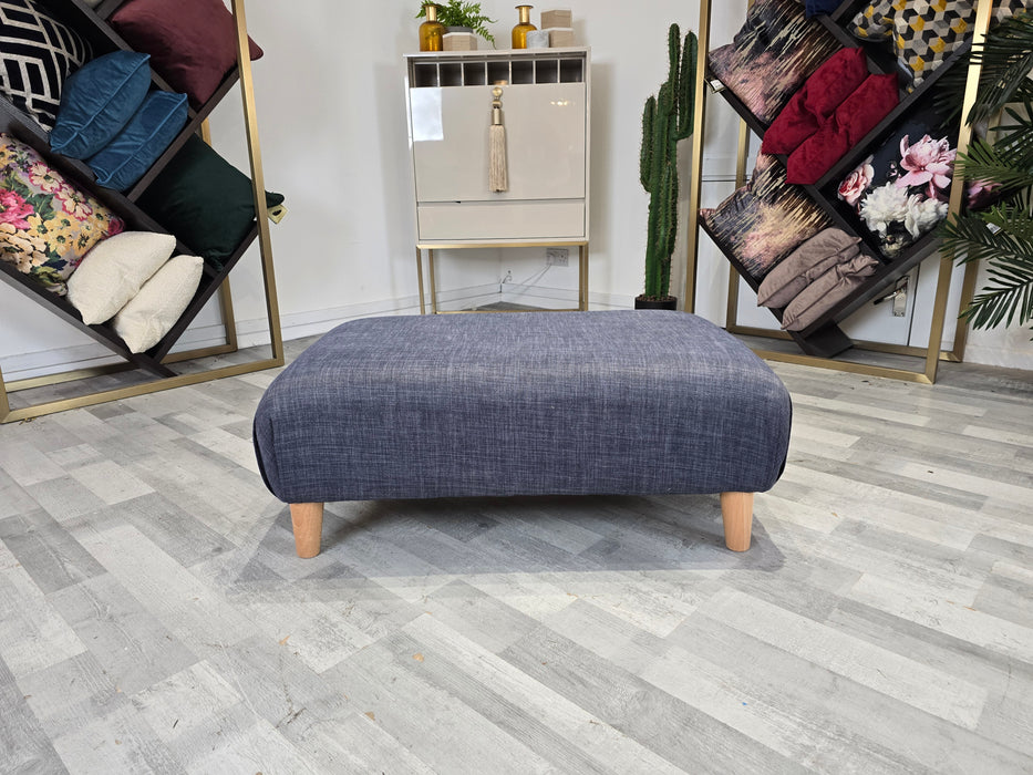 Hetty Designer Footstool - Fabric - Linoso Indigo