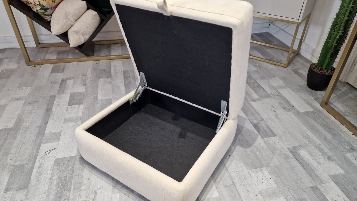 Retreat Storage Footstool - Fabric - Chenille Ivory