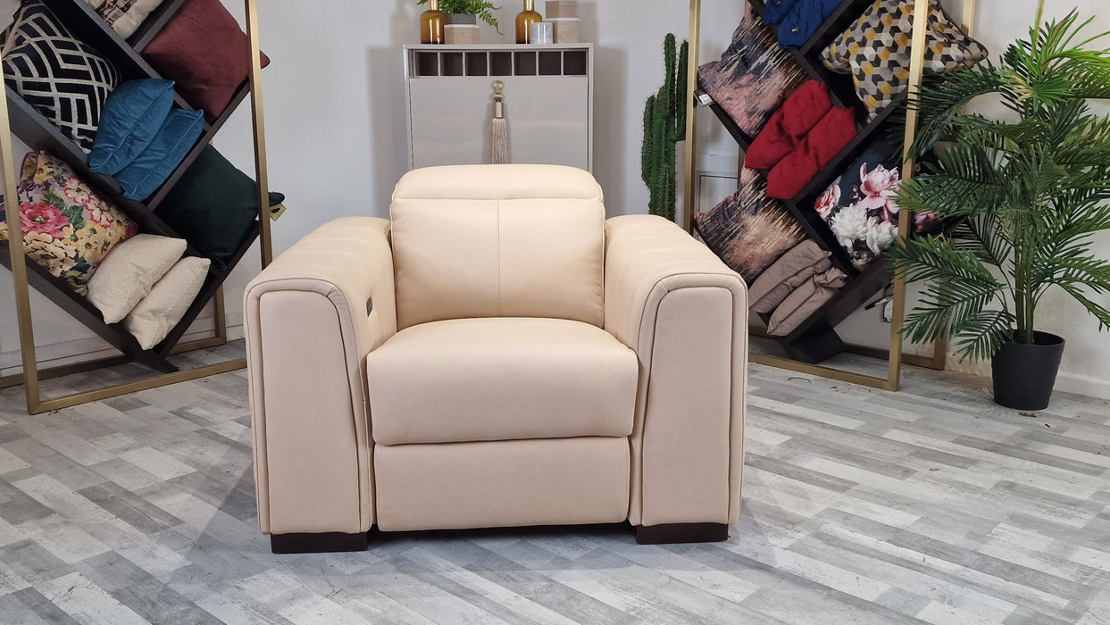 Mason 1 Seater - Leather Power Reclining Chair - Fawn