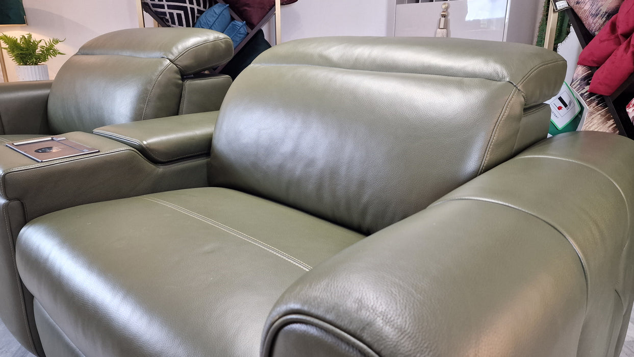 Kingsbridge 2.5 Seater + Console - Leather Sofa - Dark Olive