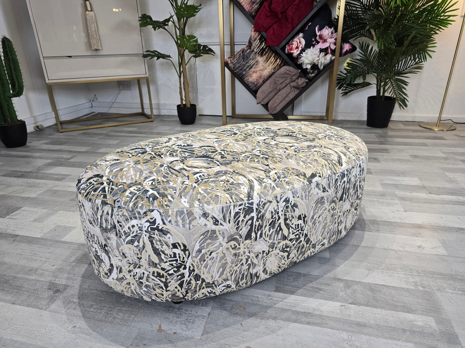 Piazza Footstool - Fabric -Rico Grey All Over (J27)