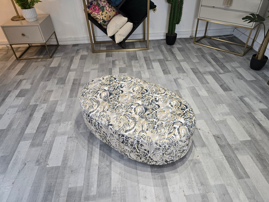 Piazza Footstool - Fabric -Rico Grey All Over (J27)