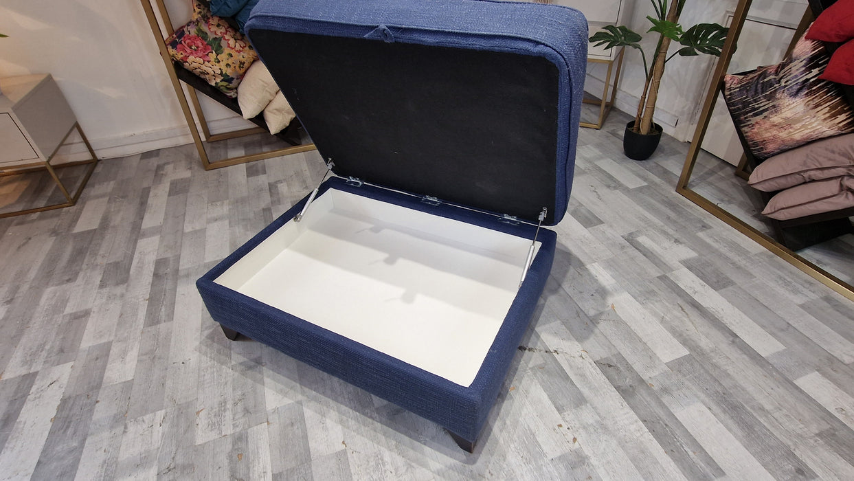 Bartelli Storage Footstool - Fabric - Poly Navy All Over