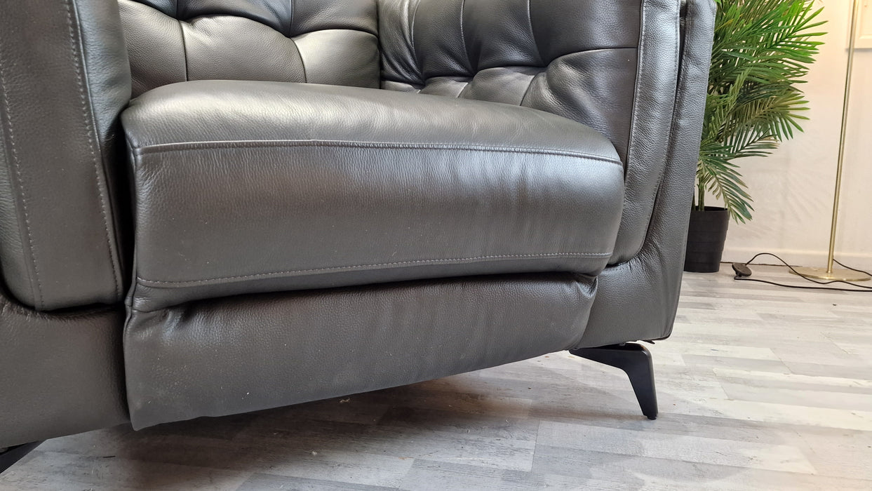 Muse 1 Seater - Leather Chair - Trusty Embossed Leather Charcoal