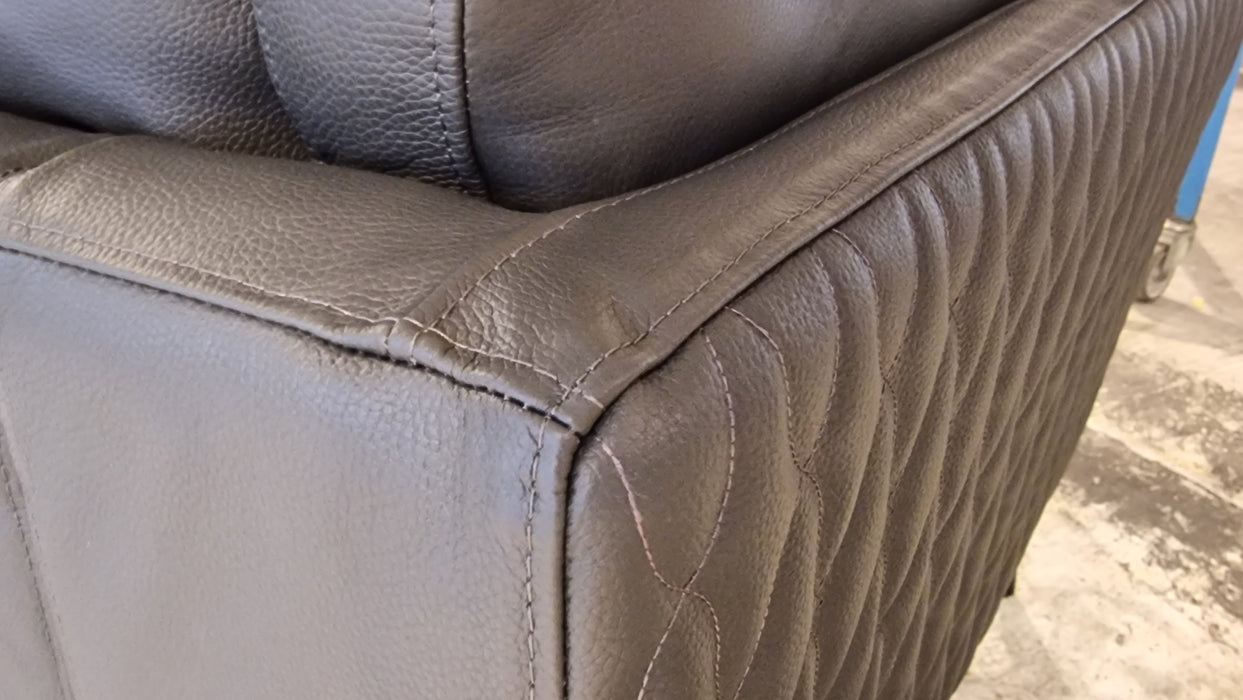 Muse 1 Seater - Leather Chair - Trusty Embossed Leather Charcoal