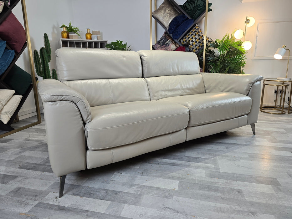 Illinois 3 Seater - Leather Power Reclining Sofa - Le Mans Cloud Grey