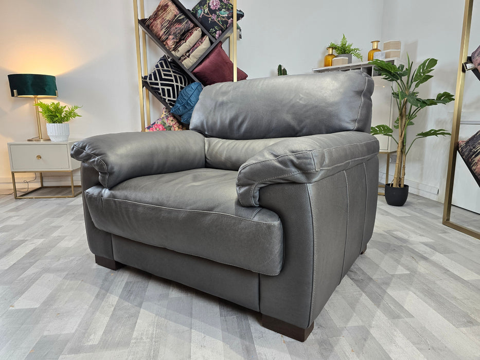 Santino - Leather Chair - Apollo Grey