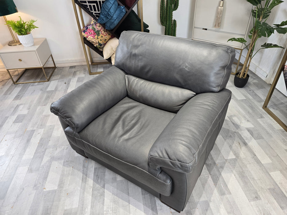 Santino - Leather Chair - Apollo Grey