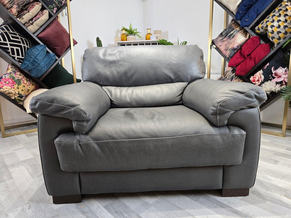 Santino 1 Seater - Leather Chair - Apollo Grey