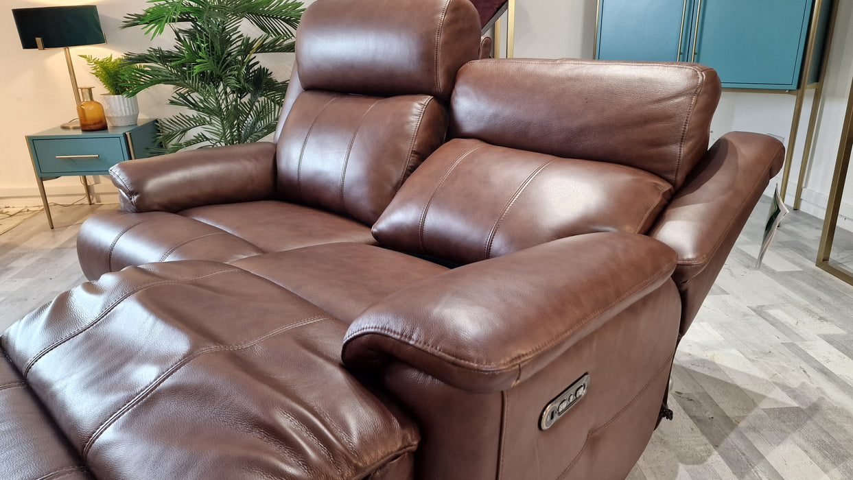 Gracy 2 Seater - Leather Power Reclining Sofa - Chocolate