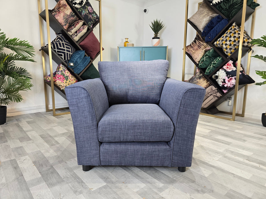 Layla 1 Seater - Fabric Chair -  Linoso Indigo All Over