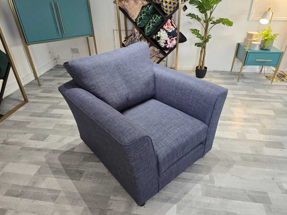 Layla 1 Seater - Fabric Chair -  Linoso Indigo All Over