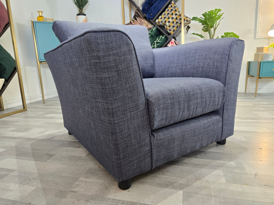 Layla 1 Seater - Fabric Chair -  Linoso Indigo All Over