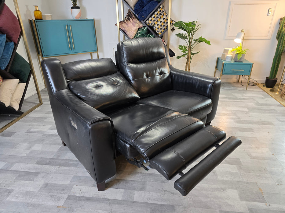 Lazio 2 Seater - Leather Power Reclining Sofa - Atollo Black