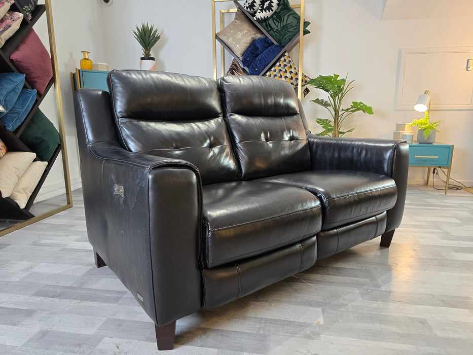 Lazio 2 Seater - Leather Power Reclining Sofa - Atollo Black