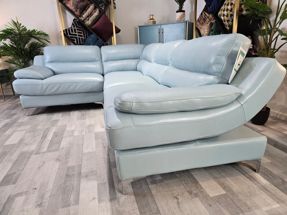 Montero 1 Corner 2 - Leather Sofa - Tiffany Blue