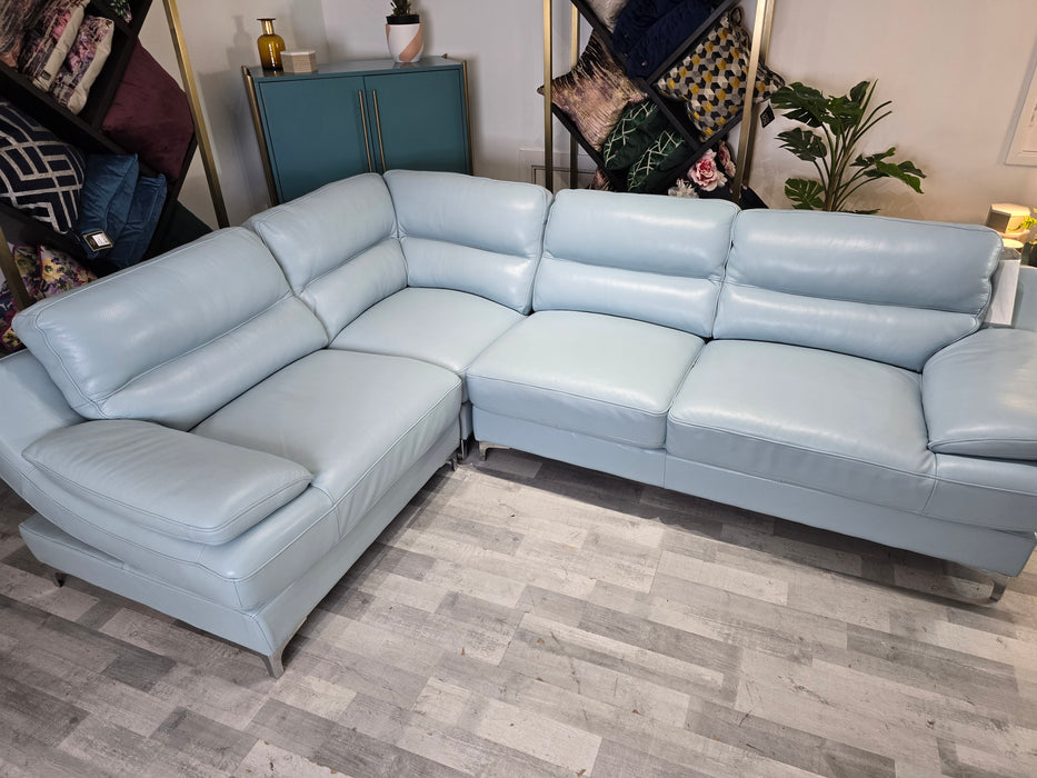 Montero 1 Corner 2 - Leather Sofa - Tiffany Blue