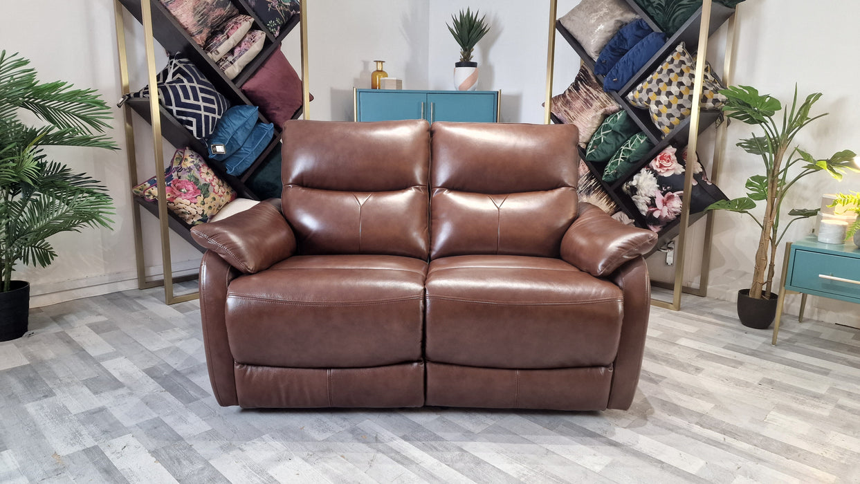 Albion 2 Seater - Leather Manual Reclining Sofa - Chocolate