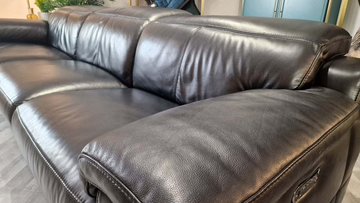 Laurence 4 - Leather Power Reclining Sofa - Le Mans Black