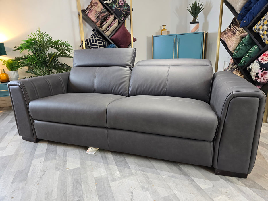 Mason 3 Seater - Leather Sofa - Charcoal
