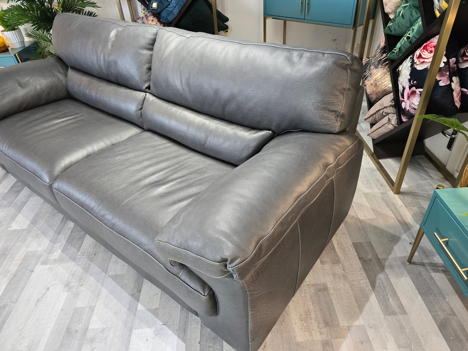 Santino 3 Seater - Leather Sofa - Apollo Grey