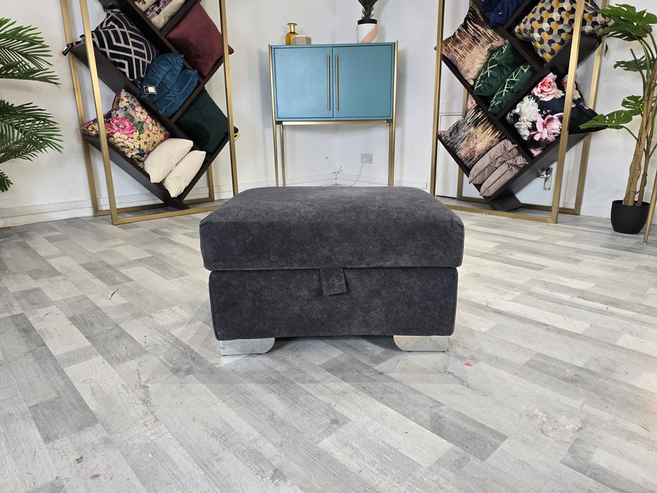 Majestica Storage Footstool - Lifestyle Marbled Fabric Anthracite All Over