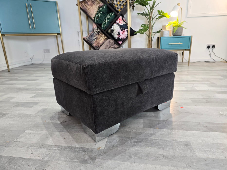 Majestica Storage Footstool - Lifestyle Marbled Fabric Anthracite All Over