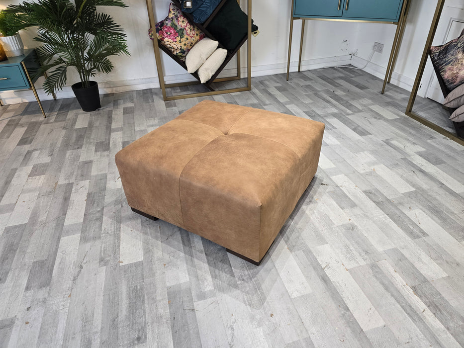 Artisan Designer Footstool - Character Leather Tan All Over