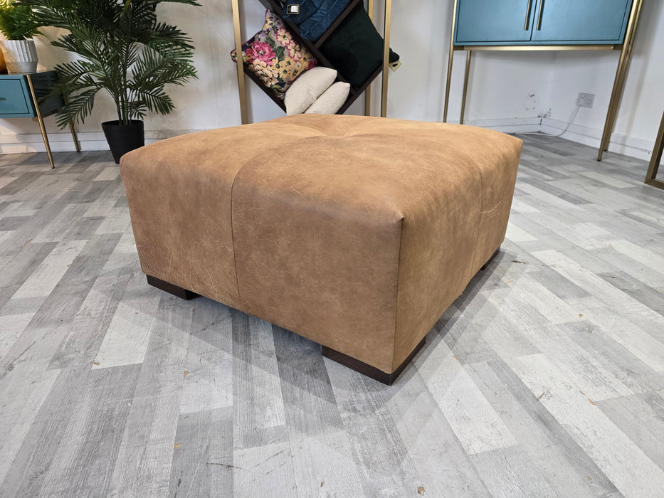 Artisan Designer Footstool - Character Leather Tan All Over