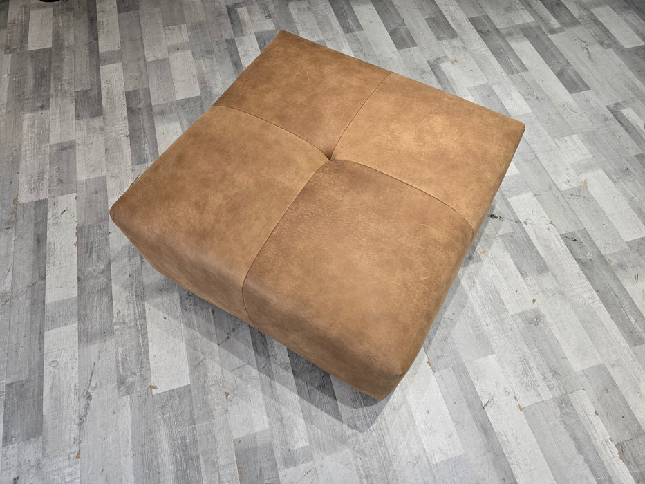 Artisan Designer Footstool - Character Leather Tan All Over