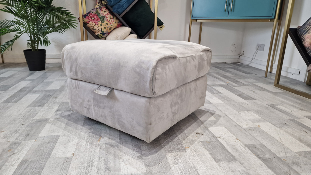 Ezra Storage Footstool - Fabric - Tara Silver