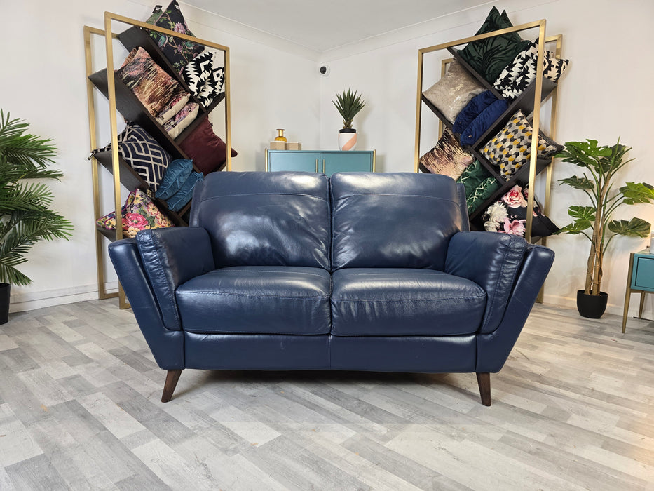 Fellini 2 Seater - Leather Sofa - Hampshire Blue