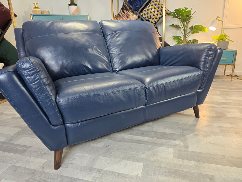 Fellini 2 Seater - Leather Sofa - Hampshire Blue