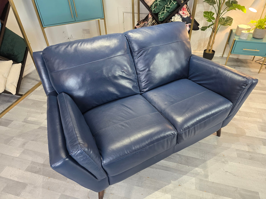 Fellini 2 Seater - Leather Sofa - Hampshire Blue