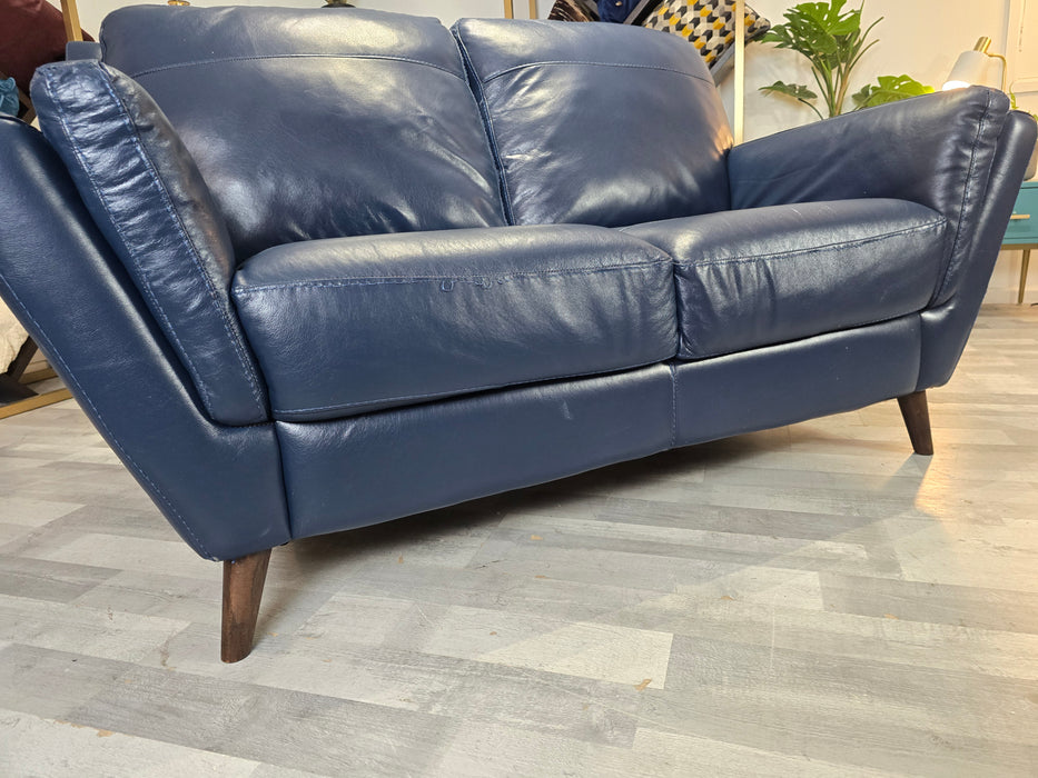 Fellini 2 Seater - Leather Sofa - Hampshire Blue