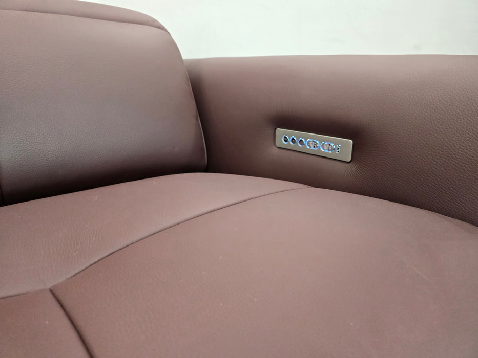 The Riviera 2.5 seater - Leather Power Recliner - Mulberry (J27)