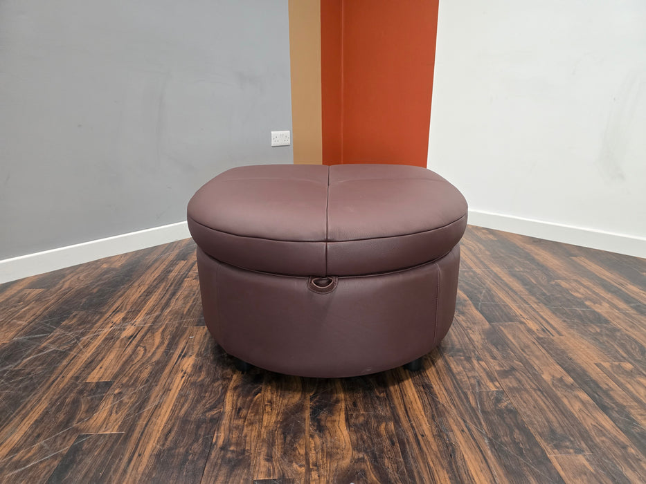 The Riviera Storage Footstool - Leather -  Mulberry (J27)