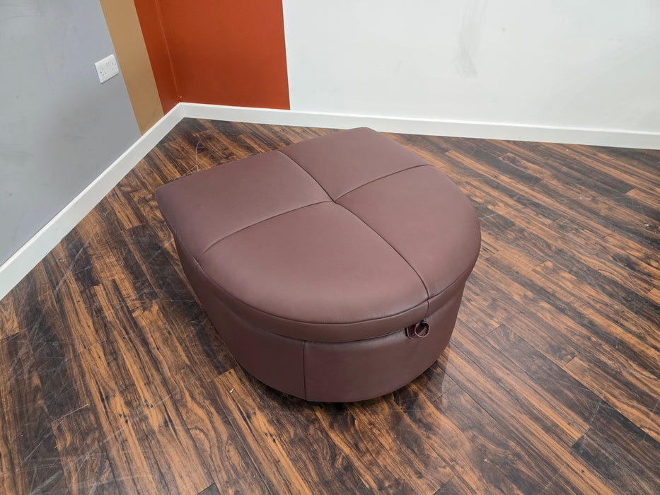 The Riviera Storage Footstool - Leather -  Mulberry (J27)