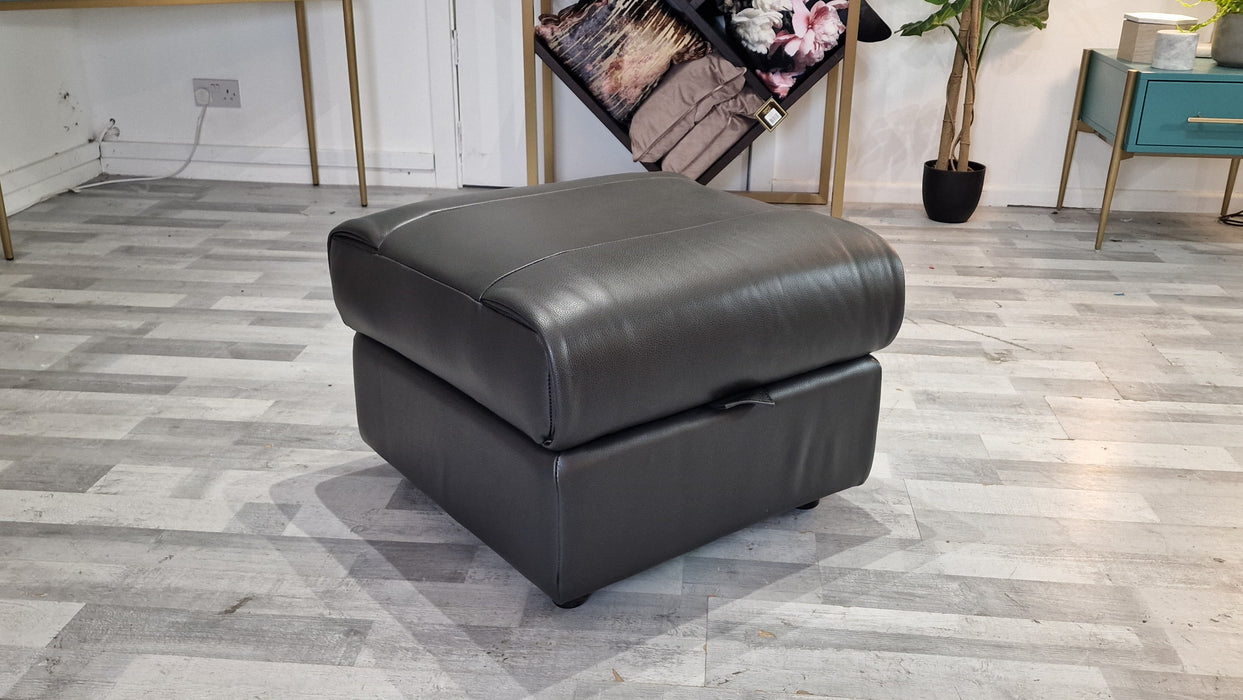 Gracie Storage Footstool - Leather - Trusty Sheen Leather Charcoal