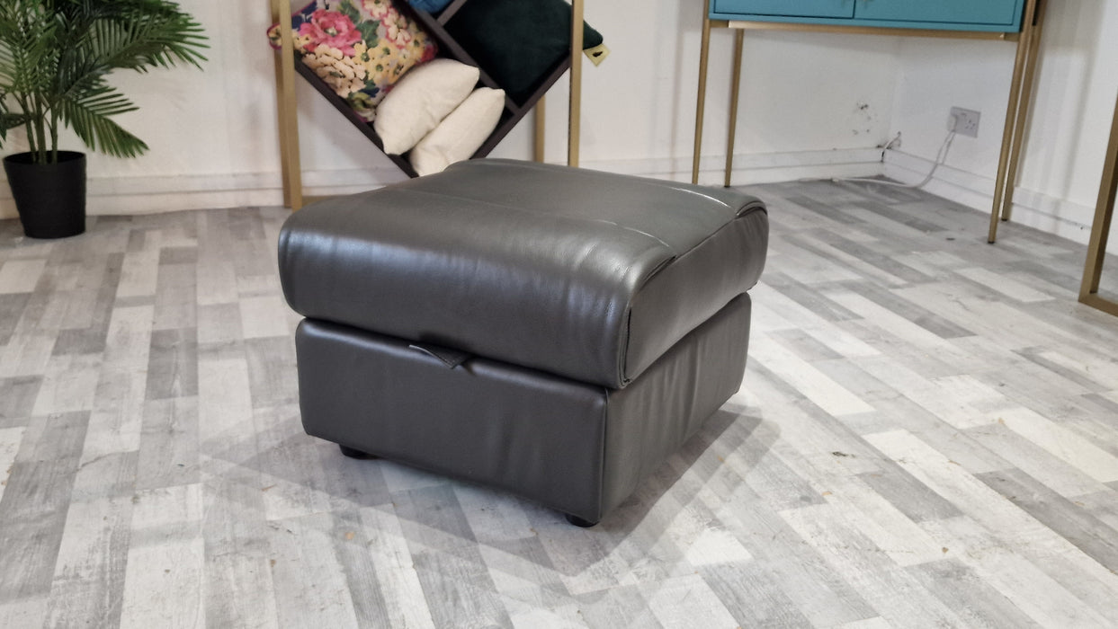 Gracie Storage Footstool - Leather - Trusty Sheen Leather Charcoal